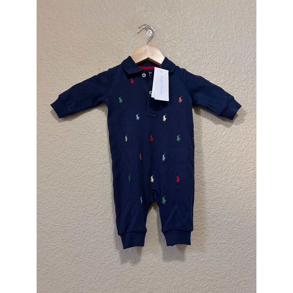 Ralph Lauren 3M Polo Coverall French Navy Multi Pony Embroidery NWT